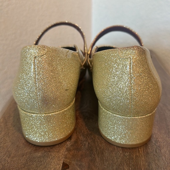 Marc Jacobs Women's Lexi Gold Glittered Patent Leather Mary Jane Shoes 8.5 - Picture 6 of 14